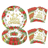 60-Piece Christmas Paper Plates and Napkins Set for Holiday and Party Decor