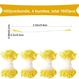 1600Pcs 2Mm Yellow Pearl Double Heads Handmade Flower Stamen Flower Stamens Pistil Artificial Pearlized Floral Pollens Stamen For Christmas Wedding Flower Making Scrapbook Decoration