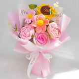 Crochet Flowers Bouquet, Handmade Crochet Rose Bouquet Pink,Knitted Flowers,Crochet Roses & Sunflower & Daisys For Home Decor,Birthday Gift,Valentine'S Day,Mother'S Day