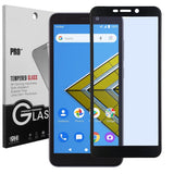 for AT&T Calypso U318AA, Radiant Core U304A, Cricket Icon, Vision 2, Vision 3, Wiko Ride - Full Glue Tempered Glass Screen Protector - Black Frame