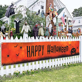 Halloween Banner 120x20in Yard Sign Backdrop with Bats Pumpkins Spiders Outdoor Indoor Decor