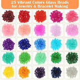 1250PCS 8mm Glass Beads Kit for DIY Bracelets, Jewelry & Craft Projects
