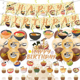 Ramen Party Decorations Japanese Noodles Birthday Decorations Includes Ramen Happy Birthday Banner Cupcake Toppers Cake Topper Spirals Balloons For Ramen Noodles Birthday Party Supplies