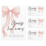 Candy Jar Guessing Game, Pink Bow Design, Includes Matching Table Display Sign, Guess How Many, Set Of 30