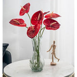 8 Pcs 23-5/8 Inch Artificial Anthurium Flowers Real Touch Fake Flower For Table Centerpieces Arrangement And Bridal Wedding Festival Decor Flower Arrangement (Red)