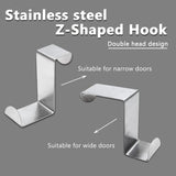 10 Pcs Over The Door Hooks Z-Shaped Hanging Hooks Dual Head Fits 3/4" And 1-3/4" Door Widths, Stainless Steel Reversible Single Hanger Hook For Door, Kitchen, Cabinet, Cupboard, Drawer
