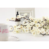 5 Pcs Artificial Plum Blossom Fake Wintersweet Long Stem Plastic Flowers Home Hotel Office Wedding Party Garden Decor 27.5'' High White