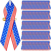 Memorial Day Gifts America Flag Satin Awareness Ribbons With Safety Pi