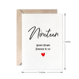 19Th Anniversary Card, Nineteen Years Down Forever To Go, Romantic Valentines Day Wedding Card For Husband Wife