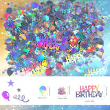 Iridescent Happy Birthday Confetti, Glitter Birthday Cake Table Decorations Metallic Foil Balloon Table Scatter Decor For Disco Themed, Baby Shower(Dazzling)