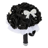 Elegant Black Bridal Wedding Bouquet With Chic Artificial Foam Flowers, Artificial Holding Flowers For Brides And Bridesmaids, Ideal For Weddings, Parties, 9.44X6.29X6.29In