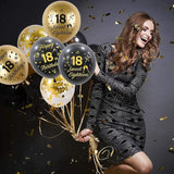 18th Birthday Balloons Set Black Gold Number 18 Latex Confetti Balloons Party Decor