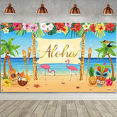 XL Hawaiian Aloha Luau Beach Banner for Tropical Birthday Parties