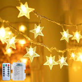 17FT 50 LED Star String Lights Battery Operated Warm White Fairy Lights with Remote Control Timer 8 Modes Waterproof Decorative Lights for Bedroom Patio Wedding Party Decor