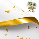 20 Sheets Flower Wrapping Paper - 22.4 X 22.4 Inch White And Sprinkle Gold Water-Resistant Floral Bouquet Wrapping Paper, Florist Supplies Packaging For Graduation Ceremony Gift Diy