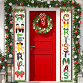 Mouse Christmas Decorations Porch Sign Banner 2Pcs Merry Christmas Banner Front Door Welcome Haning Decor For Xmas Door Decorations