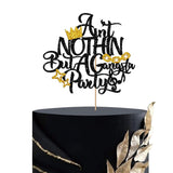 Ain'T Nothing But A Gangsta Party Cake Topper, Hip Hop Birthday Cake Decor For Baby Boy, 90'S Themed Crown Sign 1St Birthday Party Decoration - Black Glitter