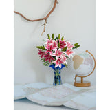 Ruzuqe 2 Pcs 28'' Deep Pink Lily Artificial Flowers Fake Real Touch Lilies 3 Heads Buds Faux Flora For Indoor Home Decor Outdoor Party Easter Lily Flower Table Centerpiece