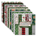 Christmas Pattern Scrapbook Paper, 6 Inch Card Production Supplies, 24 Sheets Single Sided Acid-Free Cardstock Greeting Card, Handmade Gift Journaling Craft Kits (C-Style)