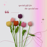 Sufeasdf 6 Pcs Hand-Made Crocheted Flower Bouquets,Vibrant Knitted Flowers, Mini Flower Arrangement For Home Decor, For Birthdays & Holidays (Tulip)