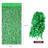 3PCS Green Foil Backdrop Curtains, 3.3x6.6ft for Birthday, Christmas & Graduation Party Decor