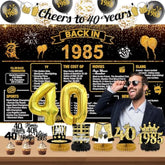 40th Birthday Decorations for Men, Banner, 1985 Backdrop & Balloons for 40th Party