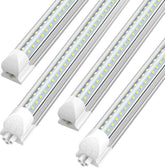 4 Pack 8FT LED Shop Lights 100W 15000LM 6000K V Shaped Linkable T8 Tube Fixtures