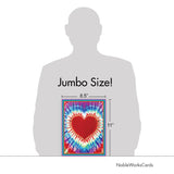 - Big Funny Valentine'S Day Greeting Card (8.5 X 11 Inch) - Jumbo Notecard For Valentines, Stationery Humor - Tie-Dye Hearts J9162Cvdg