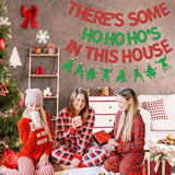 Funny Christmas Banner There'S Some Ho Ho Hos In This House Banner Garland Red And Green Christmas Winter Holiday Birthday Bachelorette Party Decorations