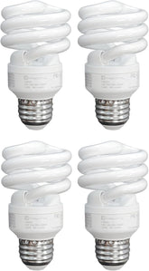 13W T2 Spiral CFL Light Bulbs E26 Base 5000K Daylight 900 Lumens 60W Equivalent UL Listed 4 Pack