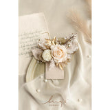 Pocket Boutonniere Single, Boutonniere For Men Groom For Wedding, Prom, Homecoming, Anniversary, Graduation, Etc.White Beige, 6" W X 5" H