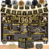 60Th Birthday Decorations For Men Women,16Pcs Back In 1965 Party Banner Decorations,Including Vintage 1965 Backdrop,Cheers To 60 Years Banner,7 Hanging Swirl,1965 Poster Anniversary Card,6 Paper Poms