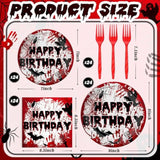 96Pcs Halloween Birthday Party Supplies Scary Tableware Set Plates Napkins Forks for 24 Guests