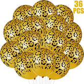 36pcs Leopard Print Balloons Jungle Animal Theme Party Decorations