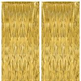 2 Pack Gold Foil Fringe Backdrop Curtains, Tinsel Streamers Birthday Party Decorations, Fringe Backdrop For Graduation, Baby Shower, Gender Reveal, Disco Party
