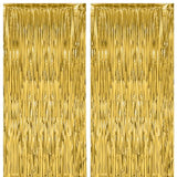 2 Pack Gold Foil Fringe Backdrop Curtains, Tinsel Streamers Birthday Party Decorations, Fringe Backdrop For Graduation, Baby Shower, Gender Reveal, Disco Party