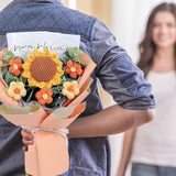 Crochet Flower Sunflower Bouquet - Handmade Artificial Flower For Festival Wedding Graduation Anniversary - Knitted Sunflower Bouquet For Women (Orange)