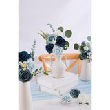 Faux Rose Flowers Dusty Rose Gradient Fake Roses With Stems For Diy Wedding Bouquets Centerpieces Arrange Decorations (Blue Gradient)