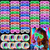 100pcs Light Up Glasses & LED Bracelets 6 Colors 3 Modes Glow Party Favors