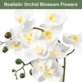 Artificial Orchid Flower Potted, 16.9" White Orchid In Pot Faux Plant With 2 Stems Artificial Phalaenopsis In Plastic Pot For Home Table Centerpiece Wedding Decoration