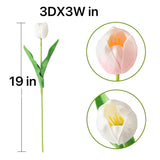 19'' Real-Touch Latex Artificial Tulip Flowers, 6-Pack Milky White Faux Tulips For Home Decor, Table Centerpieces, Spring Arrangements & Bouquets