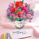 Pop Up Flower Bouquet Card, Carnation Paper Bouquet, 9 Inch 3D Pop Up Birthday Cards,Thank You Cards,Anniversary Card,Greeting Cards For Women Mom Girls,Blank Notecard And Envelope