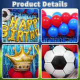 Soccer Birthday Party Set with Blue & Red Balloon Arch for Kids