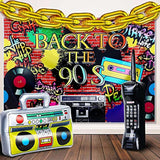 27Pcs 80S 90S Disco Themed Party Decorations Supplies Includes Inflatable Radio Boombox Backdrop Inflatable Mobile Phone And 16 Inch Gold Foil Chain Balloons For 80S 90S Party(Novel Style)