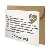 When I Say I Love You More, I Love You Most Gifts For Husband, Engraved Wallet Card Insert For Men, Romantic Birthday Card For Him, Personalized Anniversary Present Idea