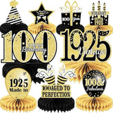 9Pcs 100Th Birthday Decorations 100Th Birthday Centerpieces For Table Decorations 2025 Vintage 1925 Honeycomb Table Topper Back In 1925 100Th Birthday Decoration For Men And Woman 100 Years Party