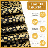 24 Pack Black Gold Disposable Tablecloths with Satin Runners 54x108in