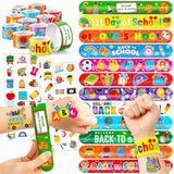 144 Pcs Back To School Party Favors - 72 Temporary Pre-Cut Tattoos & 72 Slap Bracelets - Perfect For Themed Parties, Baby Showers, Classroom Rewards & Gifts For Kids