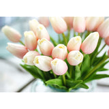 30Pcs Artificial Tulips Flowers Real Touch Pink Tulips Fake Holland Pu Tulip Bouquet Latex Flowers For Wedding Party Office Home Kitchen Decoration (Light Pink)