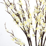 Artificial Cherry Blossom Branches 5Pack 39" Faux Flower Stems For Home Wedding Decor (5, White)